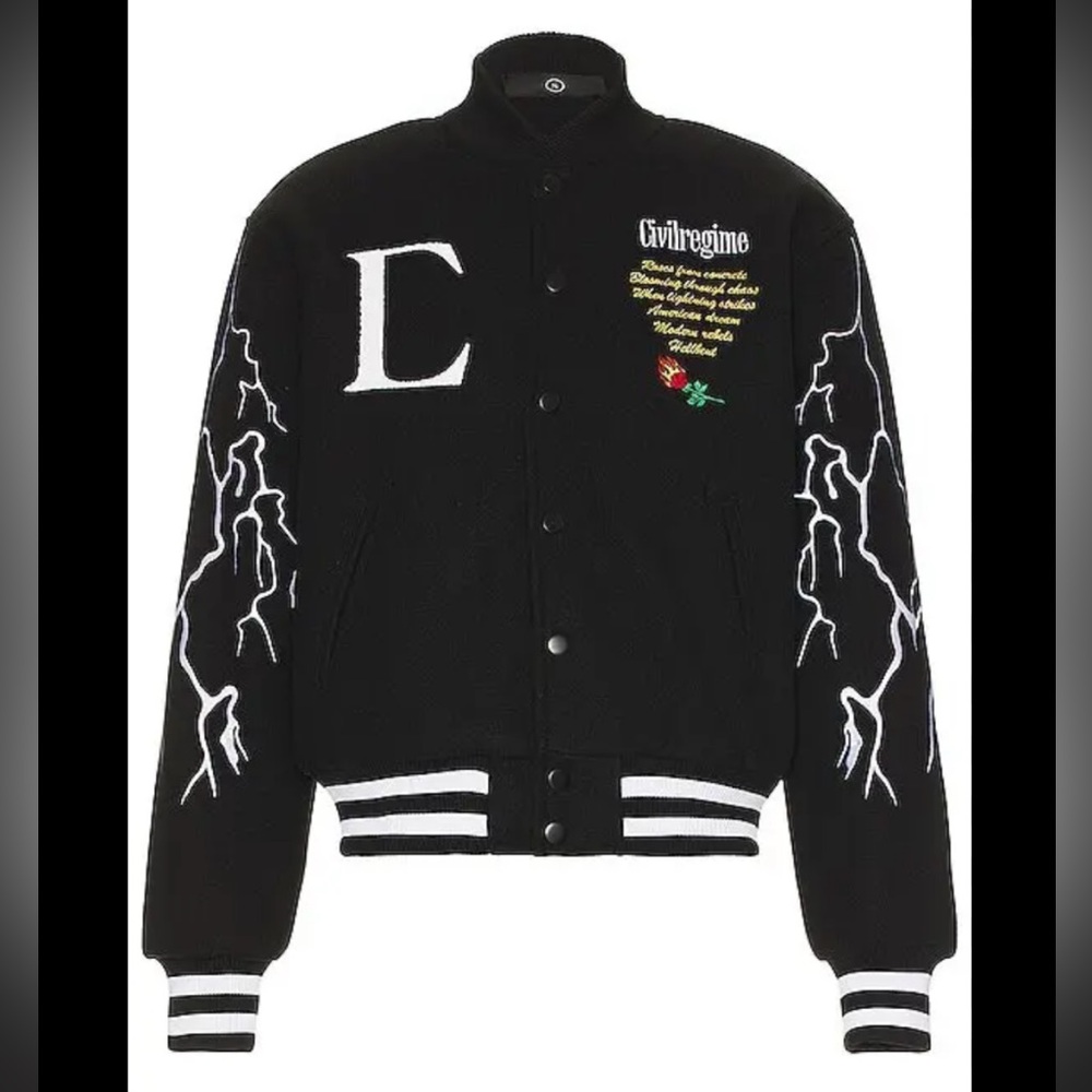 Black Varsity Jacket with White Accents